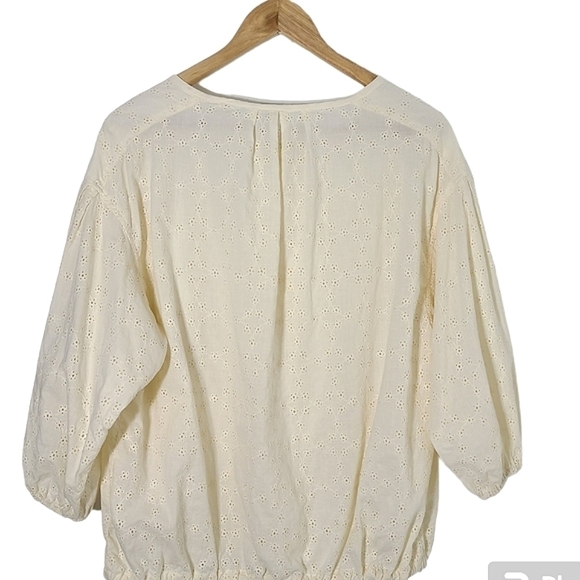FREE PEOPLE Stars Align Long Sleeve Button Down Cotton Eyelet Top Size M - Picture 11 of 16